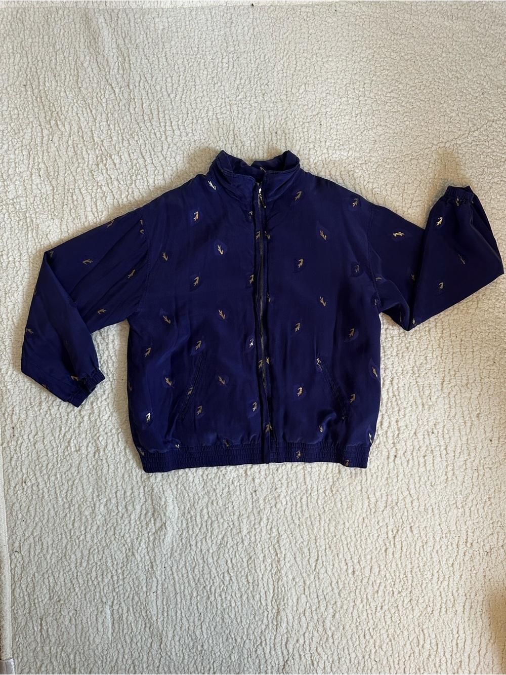 Vintage EVR 100% Silk Jacket Track Suit Windbreaker C#0032